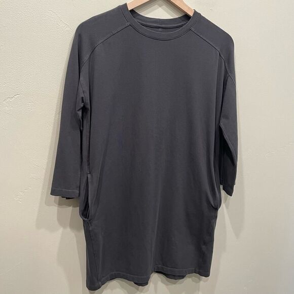 Eileen Fisher Petite Gray Quarter Sleeve Pocket Link Dress - Size: PS - Picture 5 of 6